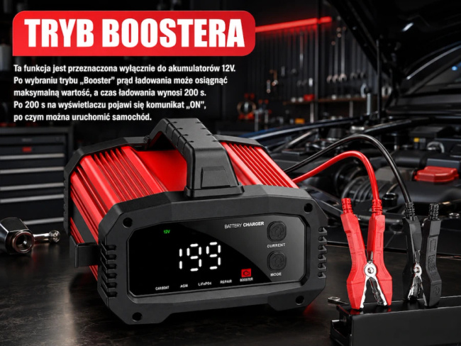 Extralink | Inteligentny prostownik samochodowy z trybem napraw Agm | 12V, 24V, 25A