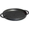 Okrągła patelnia żeliwna grillowa z dwoma uchwytami 26 cm, czarny - Staub