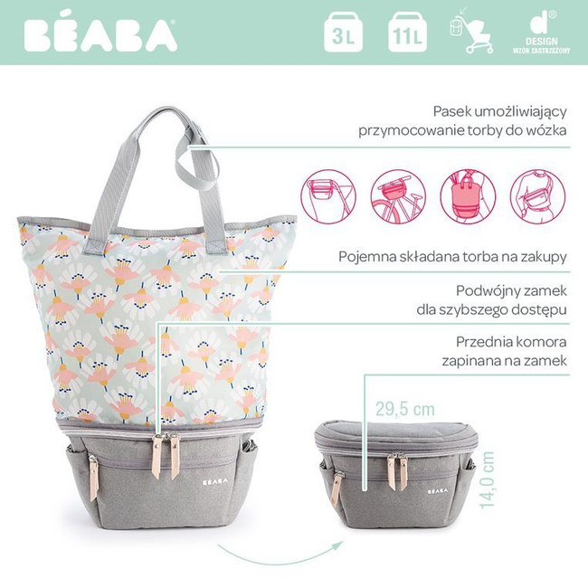 Beaba Torba dla mamy 2w1 Biarritz Heather Grey