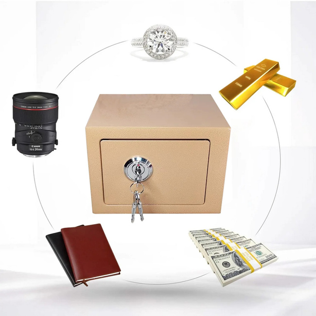 Extralink Home | Sejf domowy | Biurowy, skrytka na klucz, kasa pancerna, złoty, S-404