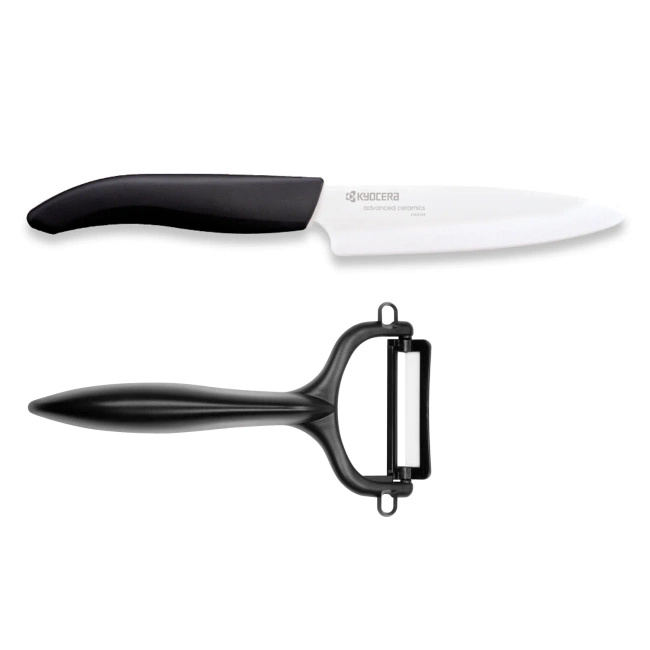 Zestaw nóż uniwersalny Gen 11cm i obieraczka 4cm czarny Kyocera 