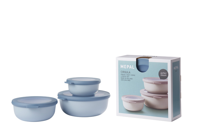 Zestaw 3 Pojemników Cirqula okrągła 350 750 1250 Nordic Blue - Mepal