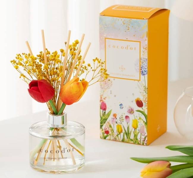 Dyfuzor zapachowy z patyczkami i prawdziwymi kwiatami Flower Tulip 200 ml Lovely Peony