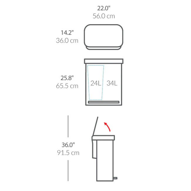 Kosz do segregacji Simplehuman CW2116, 58 l, szczotkowana stal nierdzewna