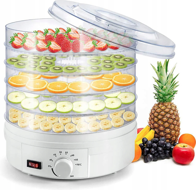 Extralink Home | Suszarka do grzybów owoców warzyw ziół | 500w + 5 sit 27cm, biała