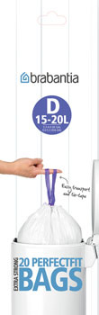 Worki na śmieci Brabantia PerfectFit rozmiar D, 15 do 20 l, 20 sztuk