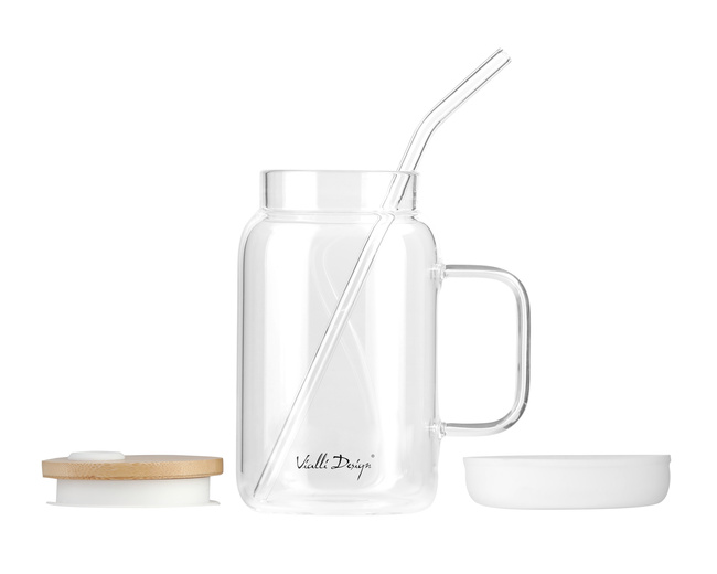 Słoik Ze Słomką 600 Ml Biały Fuori 29835 - Vialli Design