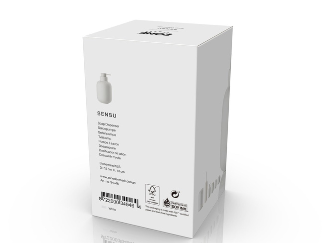 Dozownik do mydła Zone Denmark Sensu 300 ml, kamionka, biały