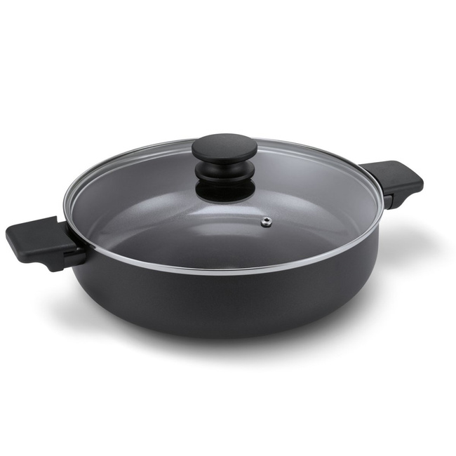 Patelnia głęboka Brabantia Vanta 28 cm z pokrywką i dwoma uchwytami