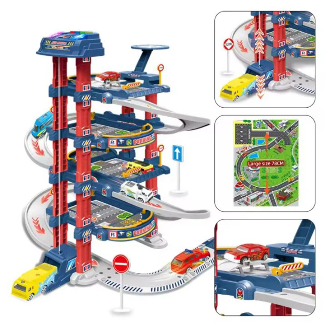 EXTRALINK Kids Parking Samochodowy Garaż z Elektryczną Windą Autka Samochodziki dla Dzieci