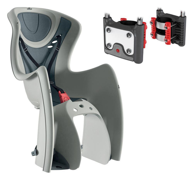 Fotelik dziecięcy OKBABY BODYGUARD BABY SHIELD + zapięcie - Mocowany na uchwycie - kolor szary / ciemnoszary 