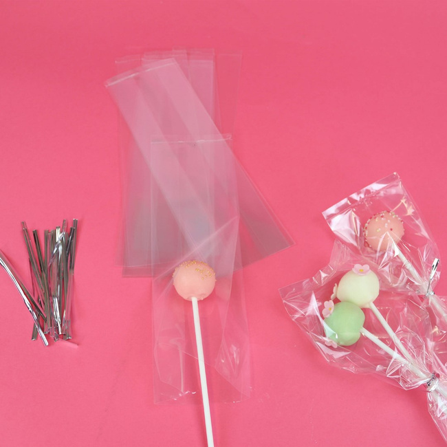 Pme zestaw torebek Cake Pop ze srebrnymi wstążkami