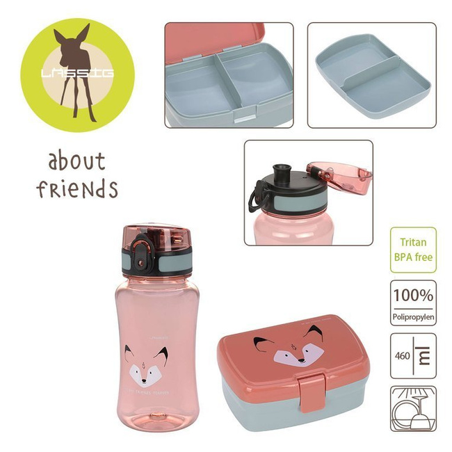 Zestaw na Lunch Lunchbox + Tritanowa Butelka - Bidon 460 ml About Friends Lis - Lassig