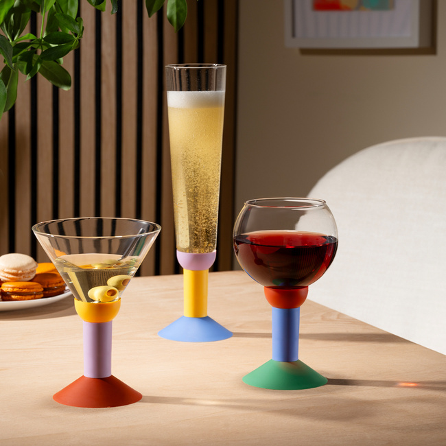 Kieliszki do koktajli Bodum Oktett MoMA 0,2 l, 2 sztuki, kolorowa podstawa