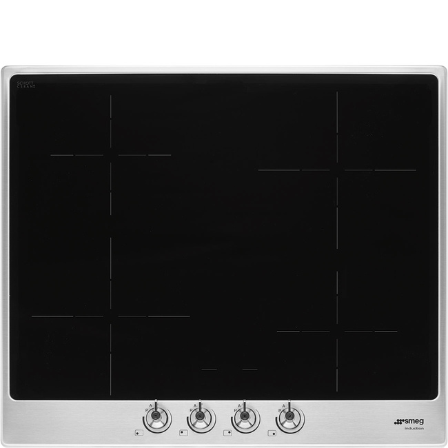 Smeg - Płyta indukcyjna, 60 cm, Classica Classica Si364fxm Ramka ze stali nierdzewnej + Czarne Szkło (Pokrętła Classica)