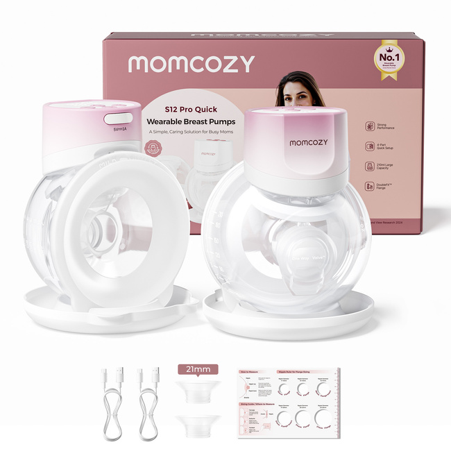 Momcozy S12 Pro Quick Pink Laktator muszlowy podwójny bezprzewodowy różowy Double Pack