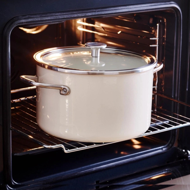 Garnek KitchenAid Steel Core Enamel z pokrywką 20 cm 3,7 l Almond Cream