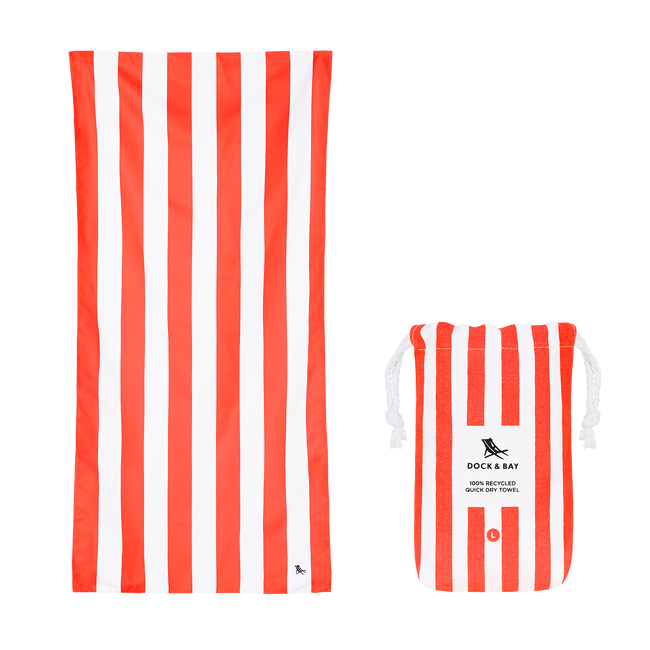 Ręcznik plażowy, Szybkoschnący - Waikiki coral L 160x90cm - Dock & Bay