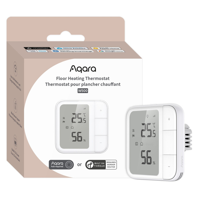 Termostat do ogrzewania podłogowego Aqara W500, Thread i Zigbee, Matter