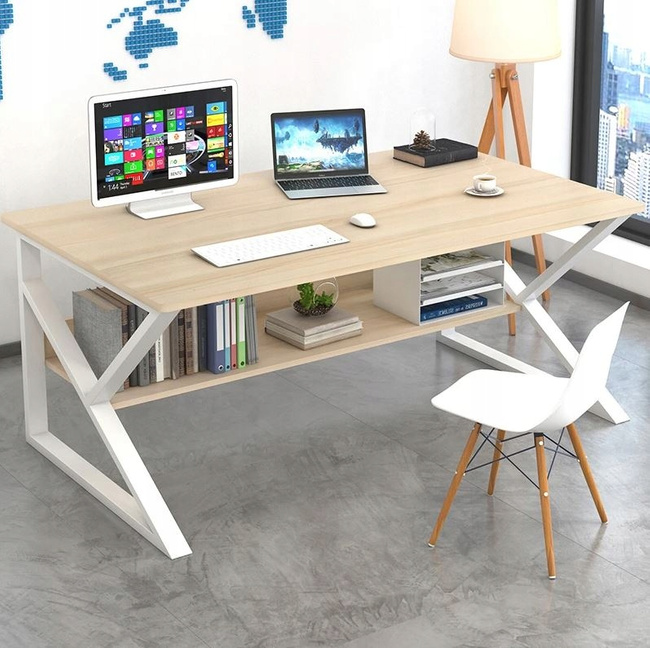 Biurko komputerowe, biurowe z półką 100x60cm - E-Carla