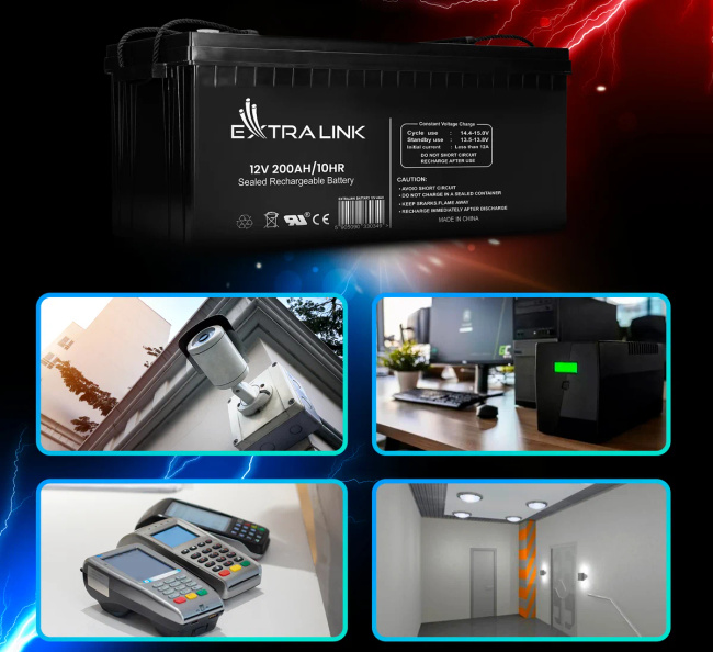 EXTRALINK AGM 12V 200Ah Akumulator Bezobsługowy Do Zasilania Awaryjnego Paneli PV