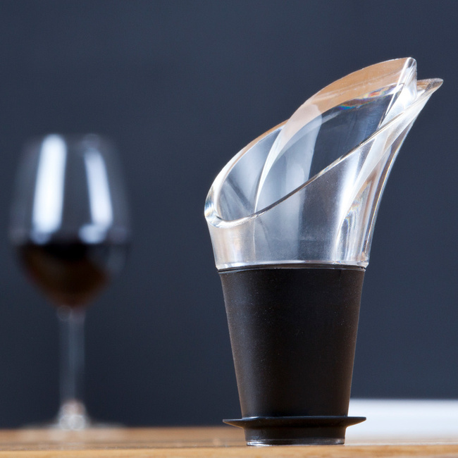 Nalewak do wina Vacu Vin Crystal, czarny, zestaw 2 sztuk
