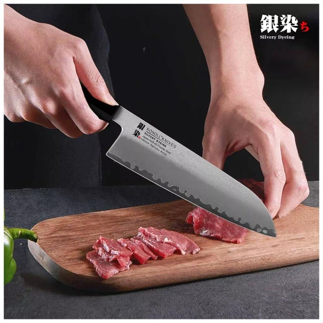 Nóż Santoku Konoll Silver Dyeing Hap-40 18 cm