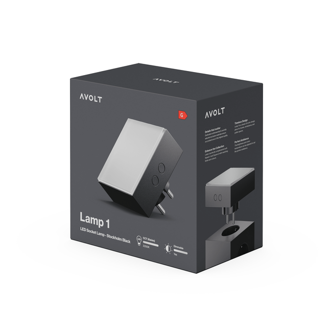 Lampka LED do gniazdka Avolt Lamp 1, czarna Stockholm Black, ściemniana