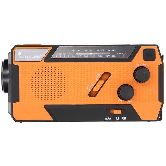 EXTRALINK SR-4000 Radio awaryjne solarne z korbką dynamo powerbank 4000mAh latarka SOS