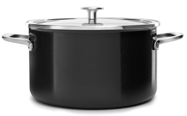 Garnek KitchenAid Steel Core Enamel z pokrywką 24 cm 6 l Onyx Black