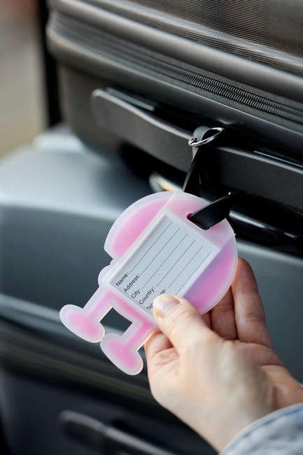 Zawieszka na bagaż Hoptimist Pink różowa etykieta podróżna z miejscem na dane