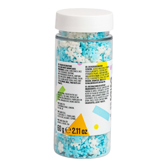 Posypka cukrowa PME Płatki śniegu 60 g, niebiesko-biała, z aromatem wanilii