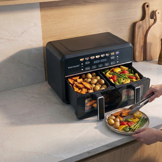 Frytkownica beztłuszczowa dwukomorowa Wartmann WM-2511 11L Dual Air Fryer 3w1 Infrared