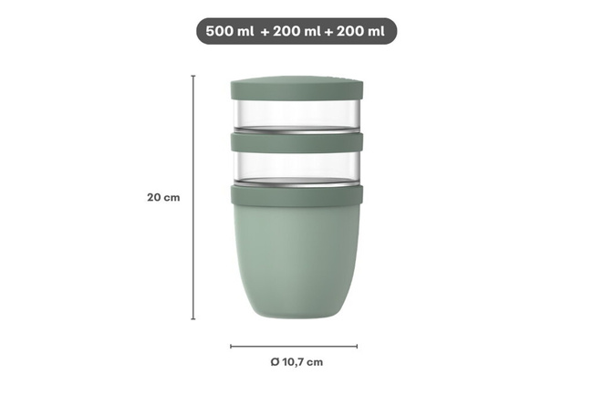 Lunchpot Mepal Ellipse 500 + 200 + 200 ml, pojemnik trzyczęściowy, Vivid Mauve