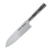 Małe santoku Samura Bamboo 13,7 cm, stalowa rękojeść w kształcie bambusa