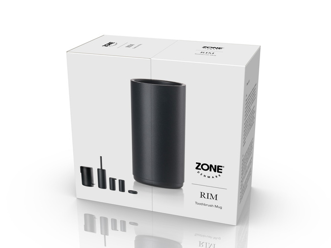 Kubek na szczoteczki Zone Denmark Rim Black, aluminium malowane proszkowo