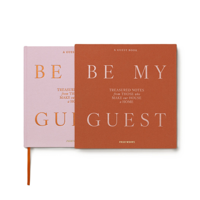 Księga gości Printworks Be My Guest, różowa w rdzawym etui, 100 stron
