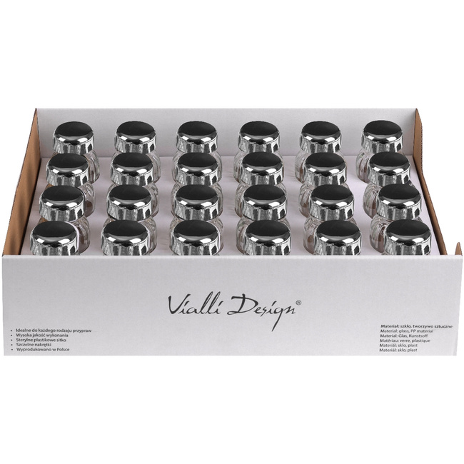 Display Ze Słoiczkami Na Przyprawy Vilagio 24 Szt. Srebrne 1296 - Vialli Design