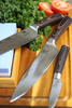 Shiori - 3-Set Chairo Shōto + Santoku + Sifu - zestaw trzech noży ze stali Damasceńskiej