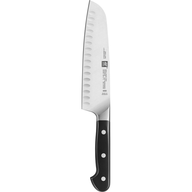 Nóż santoku ZWILLING Pro z rowkami 18 cm, stal FRIODUR, rękojeść z 3 nitami