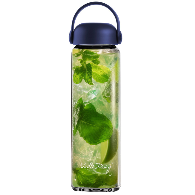 Szklana butelka na wodę Fuori 540 ml Granatowa 30244 - Vialli Design