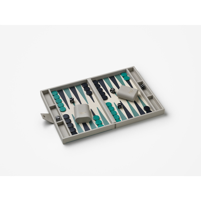 Gra planszowa Backgammon Reverra, szaro-zielona - Printworks