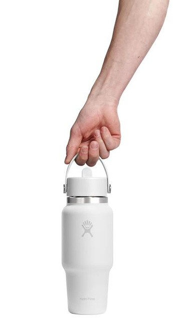 Biała butelka termiczna Hydro Flask 24 oz Wide Mouth Travel ze słomką Flex Straw