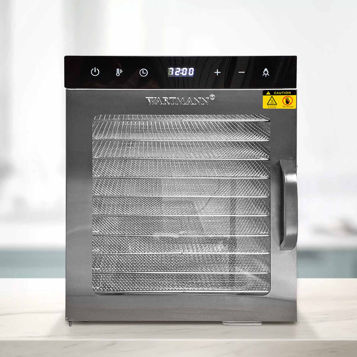 Dehydrator Wartmann WM-2110 DH ze stali nierdzewnej na blacie kuchennym