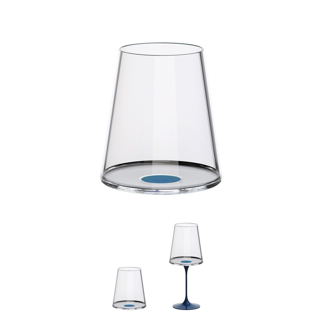 Kieliszki do czerwonego wina Trebonn SplitGlass 450 ml, niebieski zaczep, 2 czasze bez nóżki