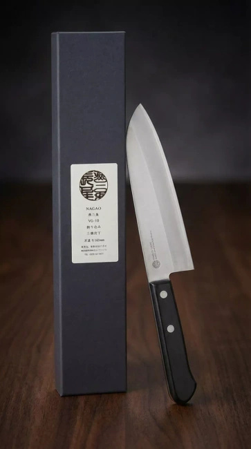 Nóż Santoku Nagao Tsubamesanjo 16,5 cm, rdzeń ze stali VG-10