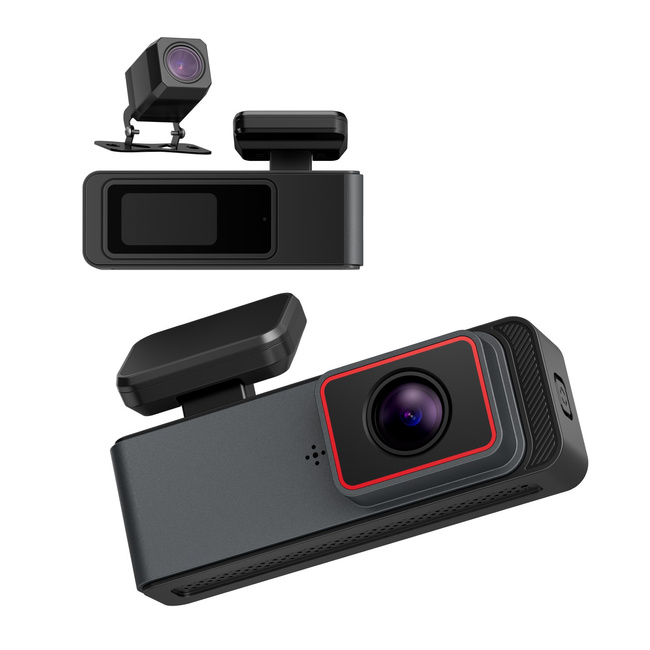 Wideorejestrator Kingslim E4 Dash Camera, 4K z przodu i 1080P z tyłu, Wi-Fi