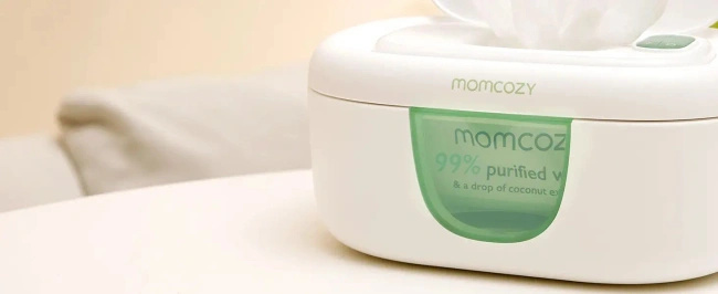 Podgrzewacz do chusteczek nawilżanych Momcozy z lampką nocną, zielony