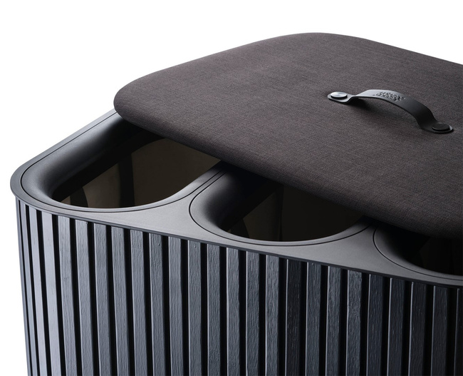 Kosz Na Pranie 90l Bambus Czarny Tota Trio Luxe - Joseph Joseph