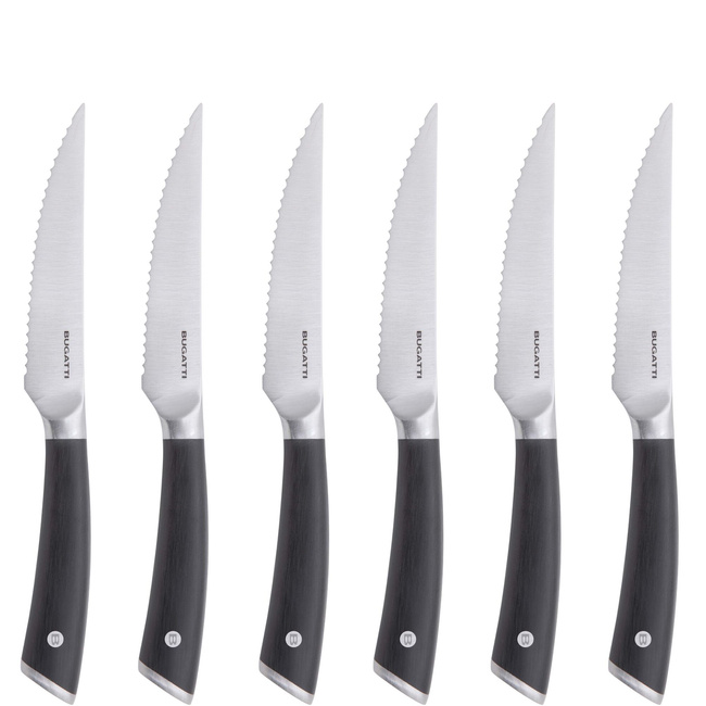 Auberge Zestaw 6 Noży Do Steków Z Ząbkowanym Ostrzem W Drewnianym Opakowaniu - Bugatti